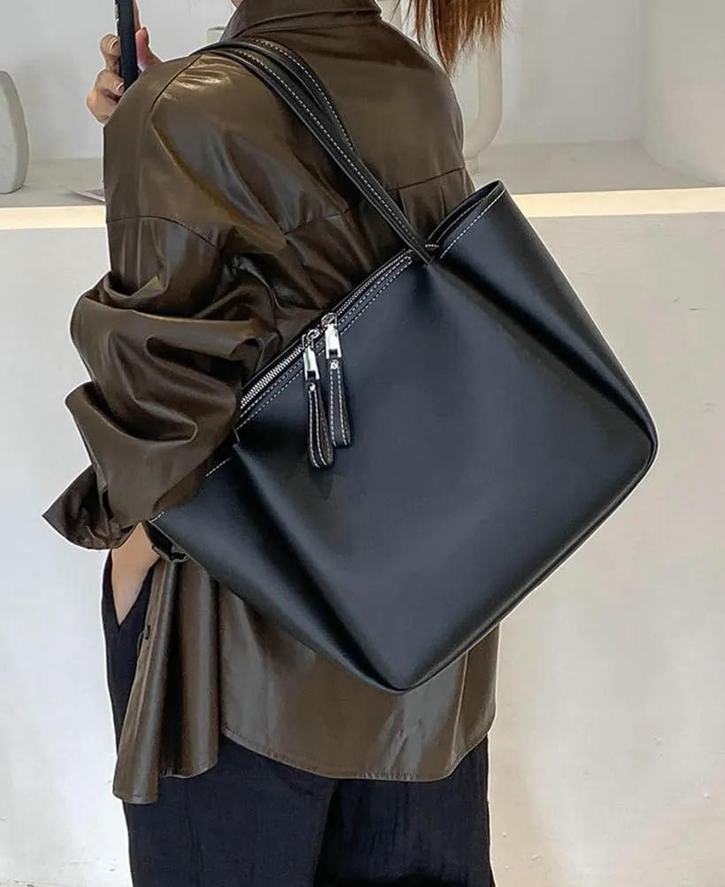 Womens Large Work Tote Bag Soft PU Leather Shoulder Satchel Casual Messenger Handbag Travel Top Handle Purse