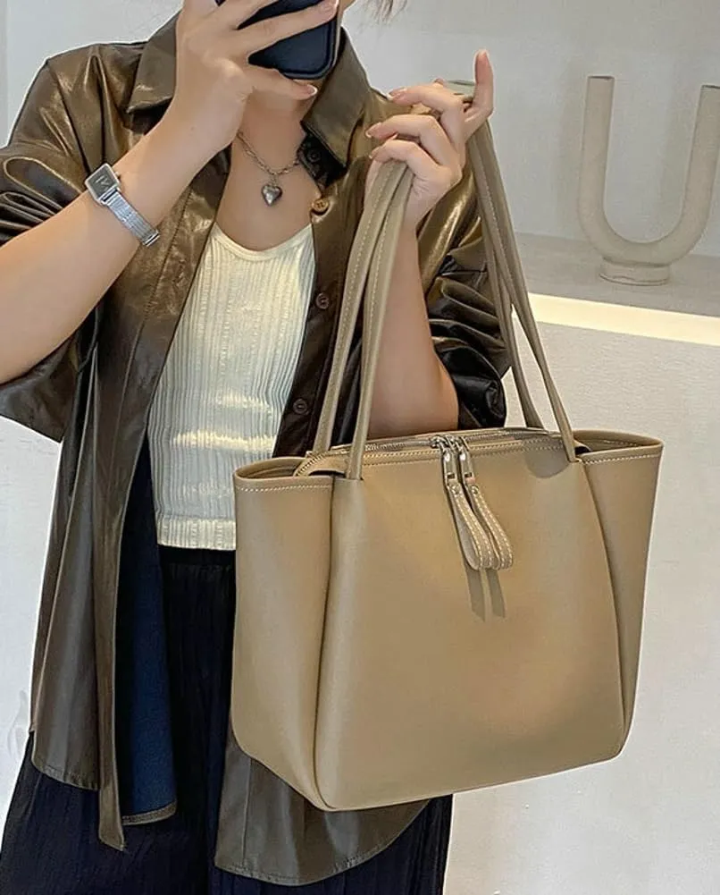 Womens Large Work Tote Bag Soft PU Leather Shoulder Satchel Casual Messenger Handbag Travel Top Handle Purse