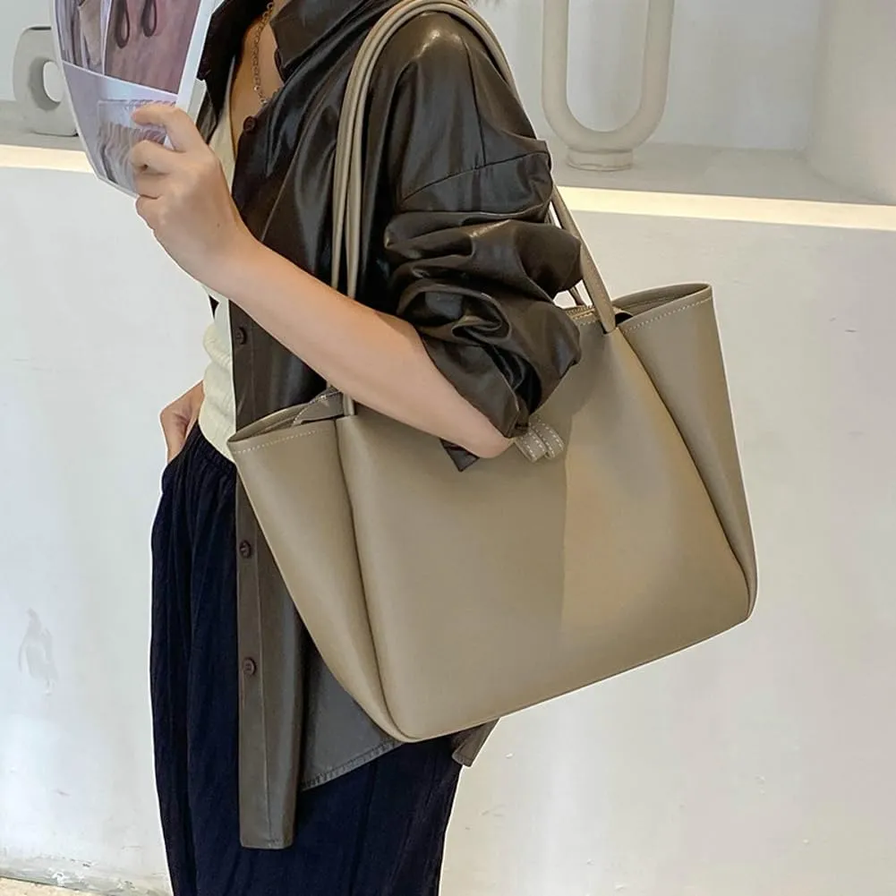 Womens Large Work Tote Bag Soft PU Leather Shoulder Satchel Casual Messenger Handbag Travel Top Handle Purse