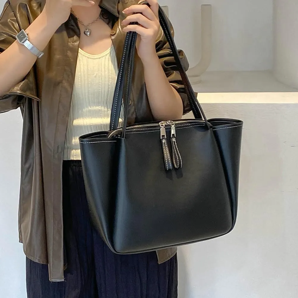 Womens Large Work Tote Bag Soft PU Leather Shoulder Satchel Casual Messenger Handbag Travel Top Handle Purse