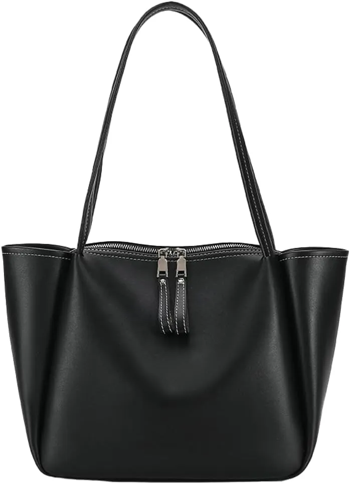 Womens Large Work Tote Bag Soft PU Leather Shoulder Satchel Casual Messenger Handbag Travel Top Handle Purse