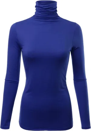 Womens Premium Long Sleeve Turtleneck Lightweight Pullover Top Sweater (S-3X, Made in USA)