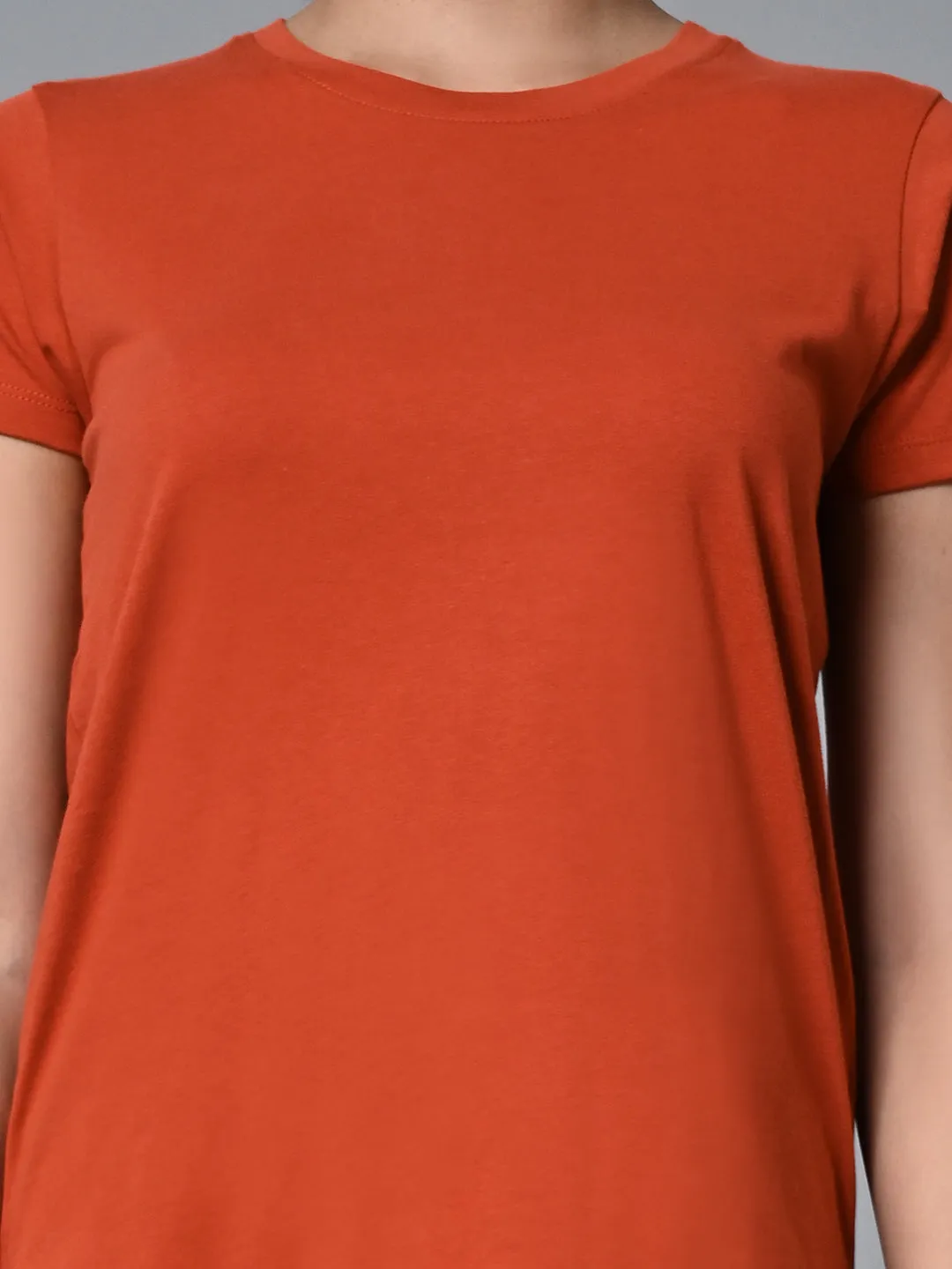 Women's Rust Cotton Regular Fit Tshirt