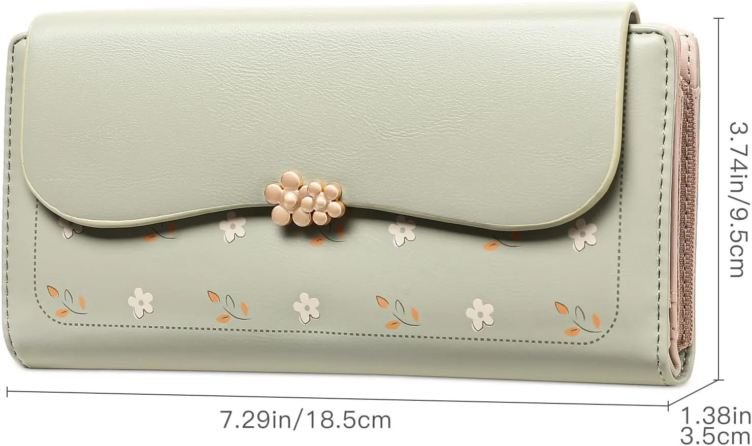 Womens Wallet Leather Credit Card Holder RFID Blocking Trifold Long Ladies Purse with Zipper Pocket